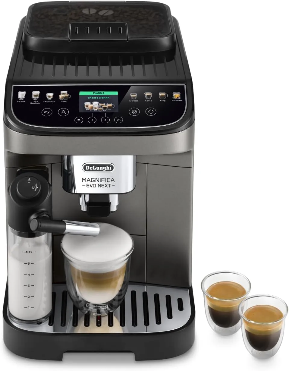 ماكينة قهوة ديلونجي ماجنيفيكا إيفو نيكست أتوماتيك DeLonghi Magnifica Evo Next ECAM312.80.TB مع نظام LatteCrema Hot وشاشة ملونة 2.4 بوصة و13 مشروباً بلمسة واحدة